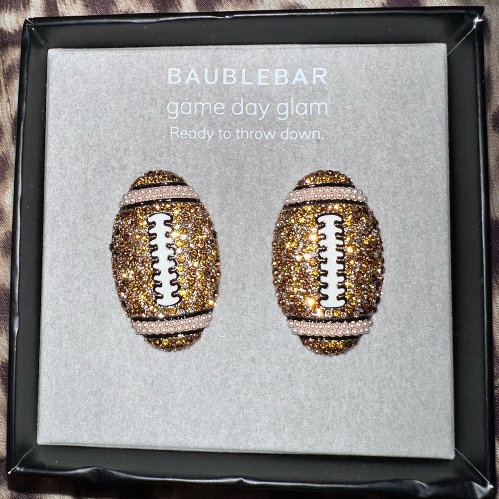 NEW BaubleBar Game Day Glam Football Rhinestone Earrings